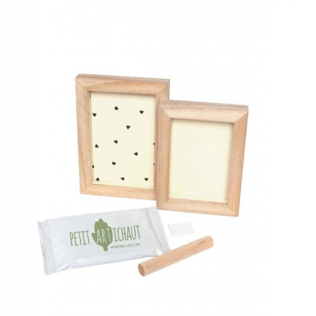 Petit ARTichaut  2 Дървени Рамки за Бебешки Отпечатък и Снимка Pretty Hearts