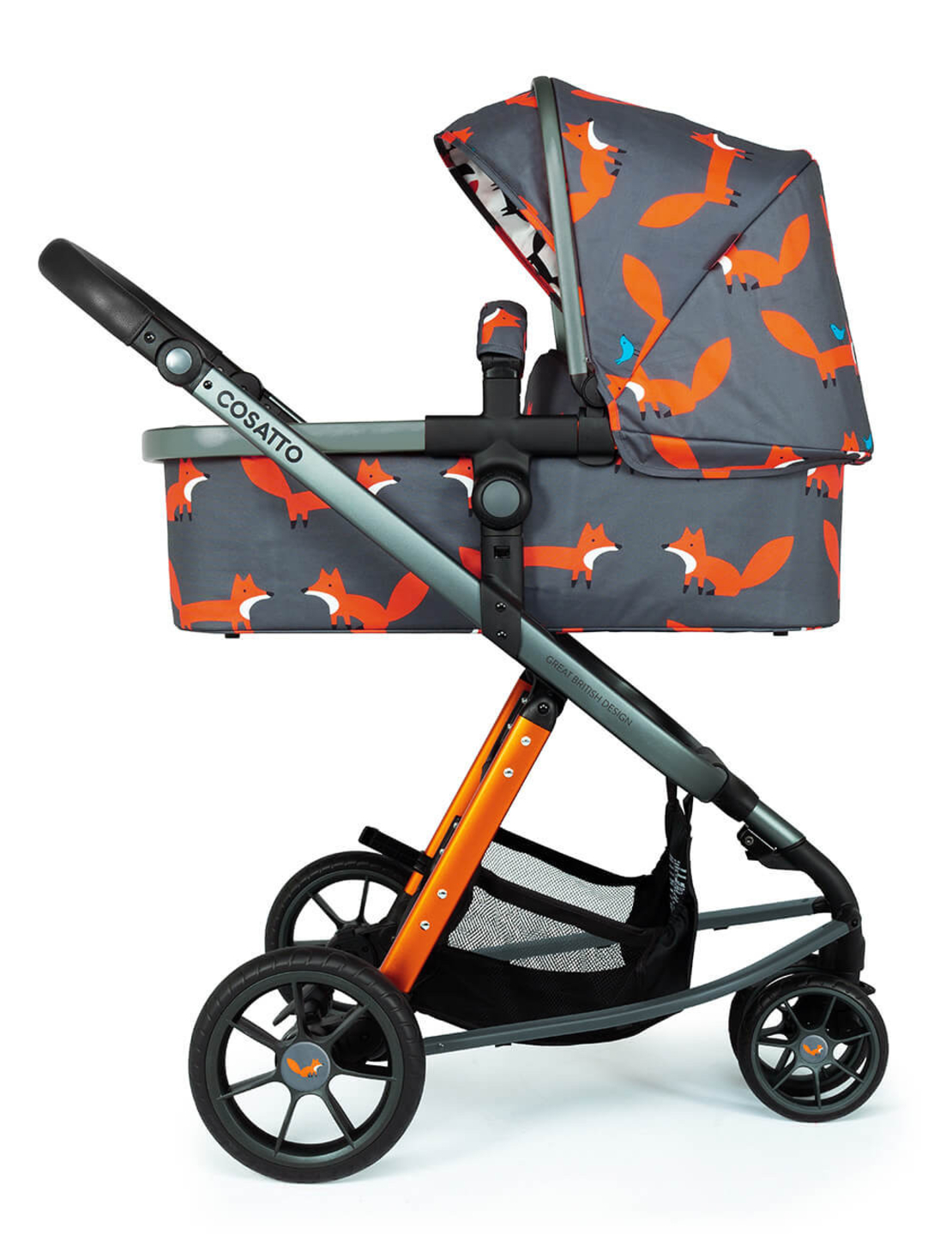Комплект количка Cosatto Giggle 3 Charcoal Mister Fox 5в1, i-Size база и чувалче за крака
