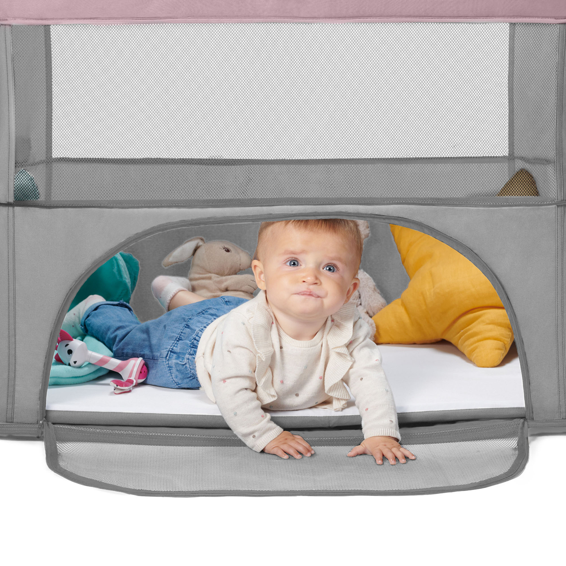Бебешка кошара сгъваема KinderKraft MOVI, Розова