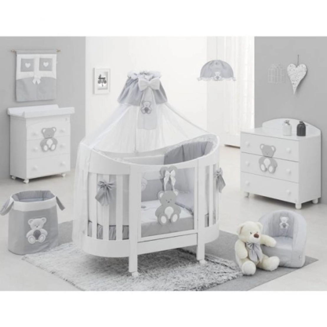 Бебешка Кошара Ray Peluche Dove Grey Овална Бяла