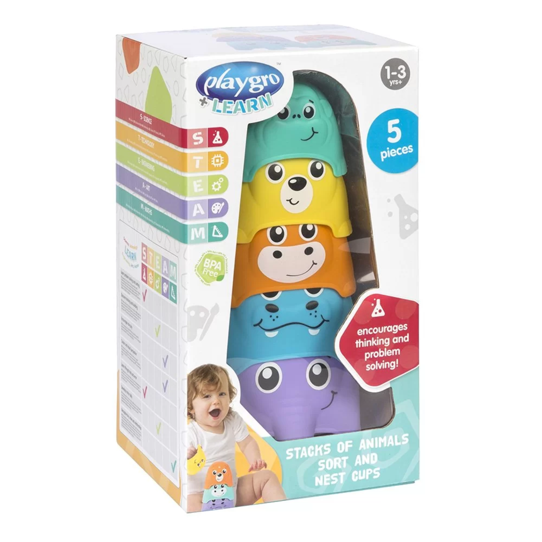 PLAYGRO АКТИВНА ИГРАЧКА КУЛА ОТ КУПИЧКИ ЖИВОТНИ 12-36М