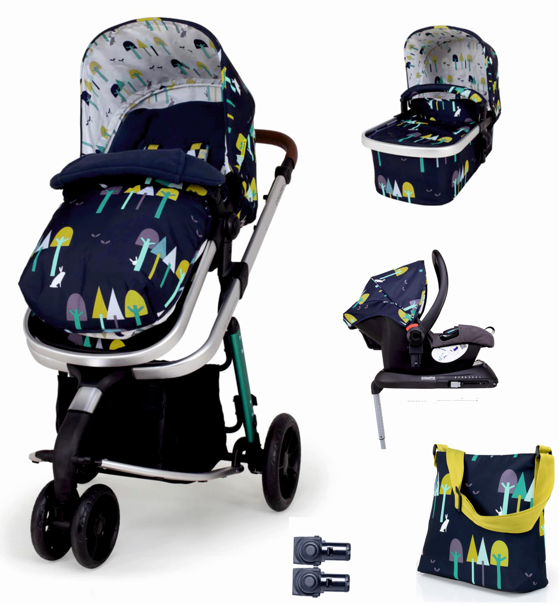 Количка Cosatto Giggle 3в1 CT5038 WILDERNESS INK, Пълен комплект