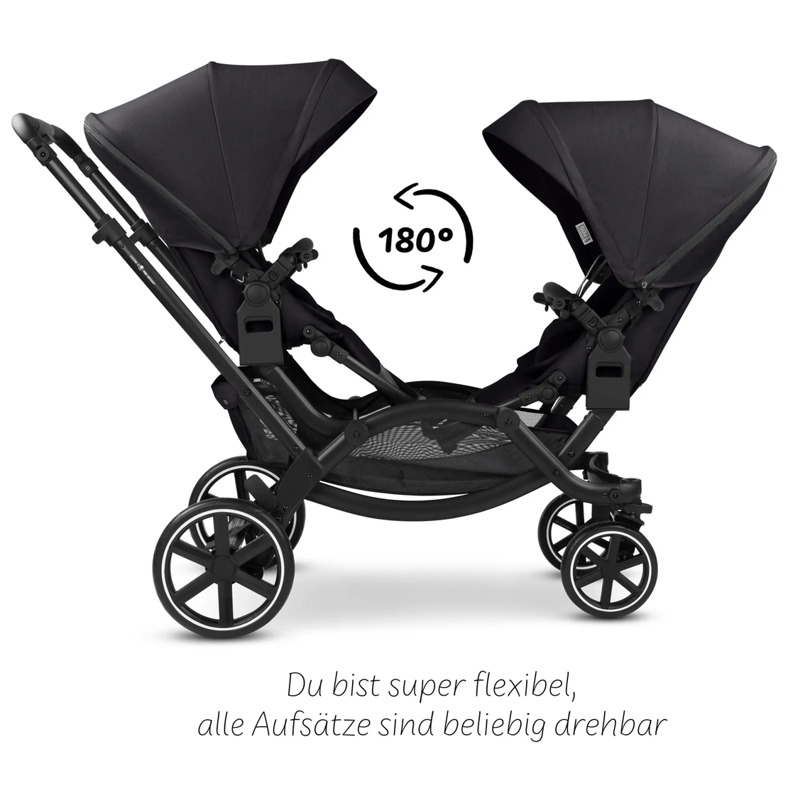ABC Design Double Stroller Zoom 2 Coal Комбинирана Детска Количка за Близнаци