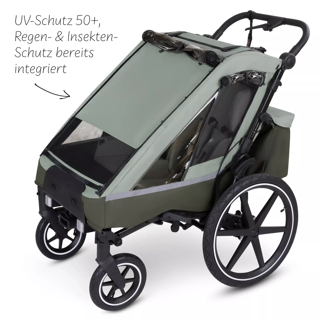 ABC Design Детска Количка за Колело Bicycle Trailer Tour Olive with 2 Comfort Seats & Air Wheels