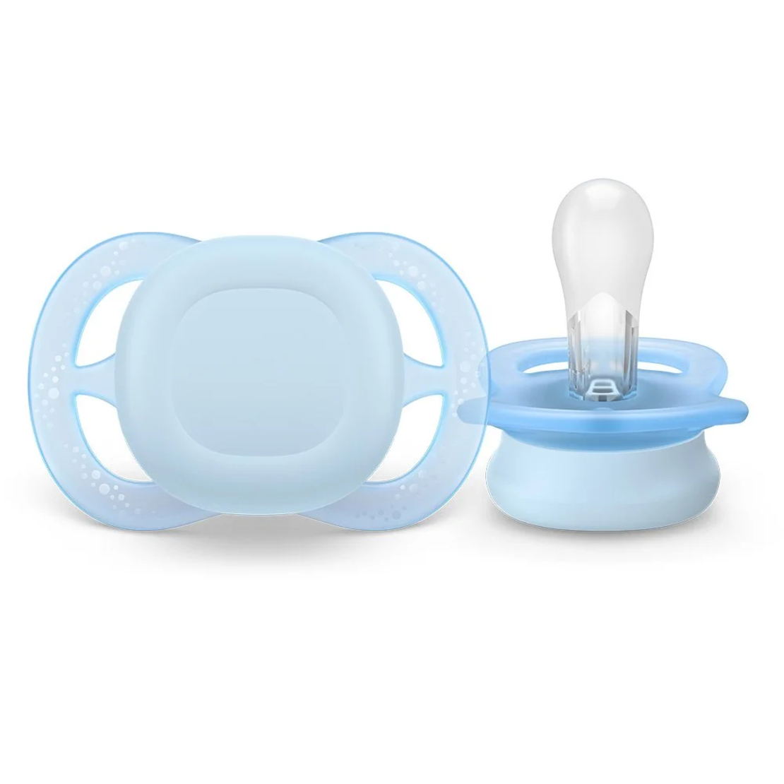Philips AVENT SCF075/02 Комплект от 2 броя ортодонтични залъгалки за новородени Ultra Start 0-2м в синьо и зелено в кутия за стерилизиране