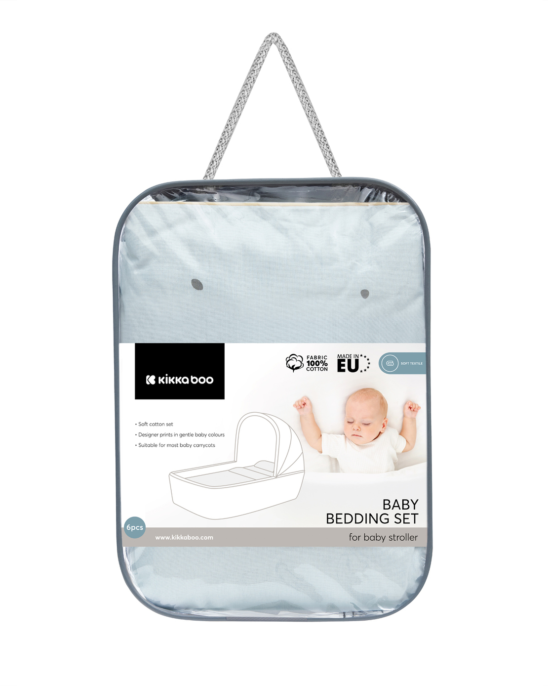KikkaBoo Бебешки Спален Комплект за Количка 6 Части Stripy Friends