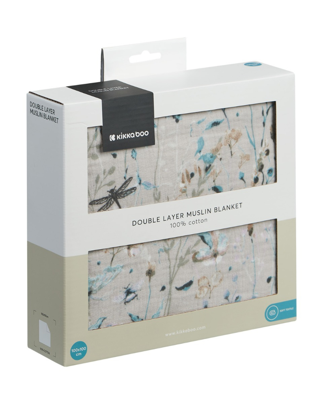 KikkaBoo Одеяло от Муселин Двупластово 100х100 см Dreamy Fields Grey
