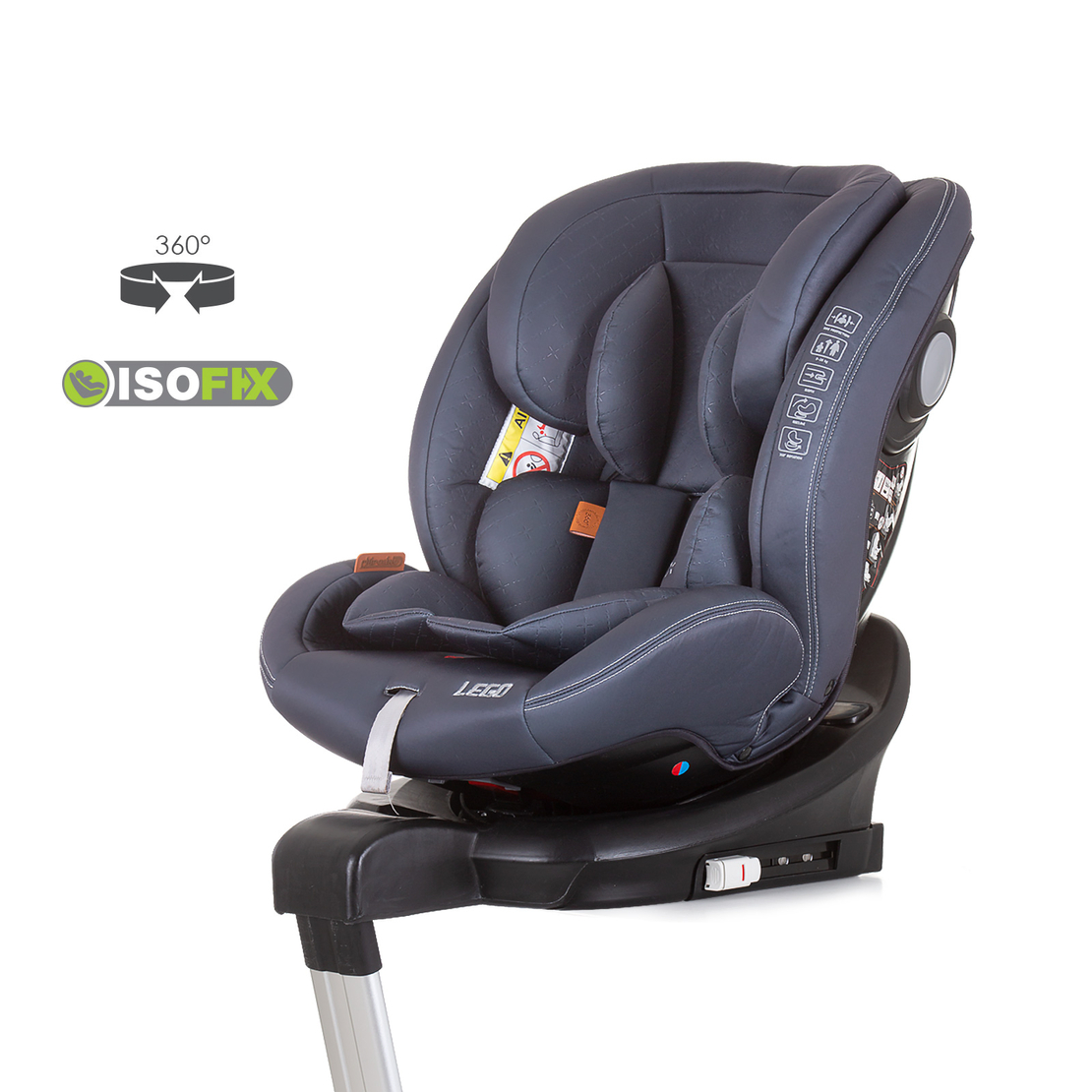 Chipolino  Столче кола 0-36 кг ISOFIX 360 Лего Графит