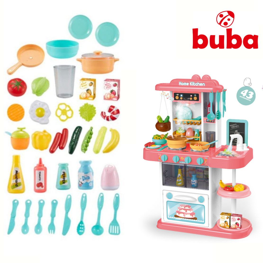  Детска кухня Buba Home Kitchen, 43 части, 889-164, розова 
