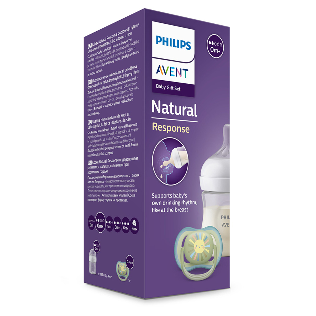 Philips AVENT SCD837/10 Natural Response Комплект за Бебе Шише за Хранене 125 мл с Биберон без Протичане Поток 2 от 0м+ и Залъгалка Ultra Air 0-6м