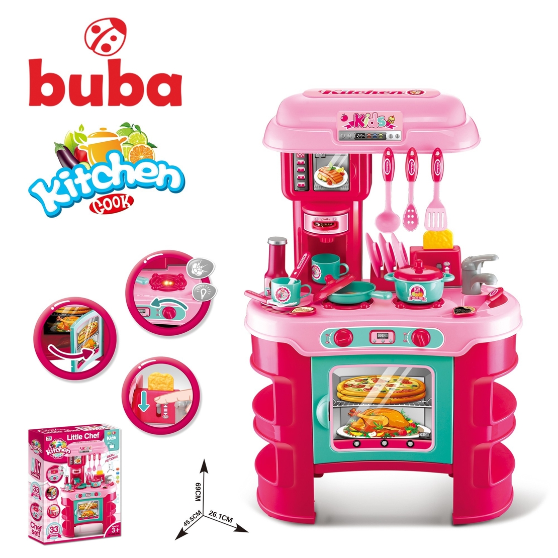  Детска кухня Buba Kitchen Cook 008-908, Розова 