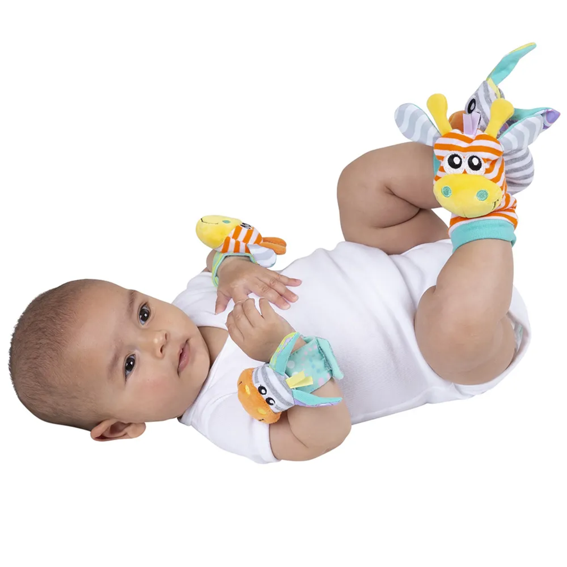 Playgro Джунгла със Забавни Образи на Жираф и Зебра 0м+ Комплект Гривни и Дрънкалки и Чорапки