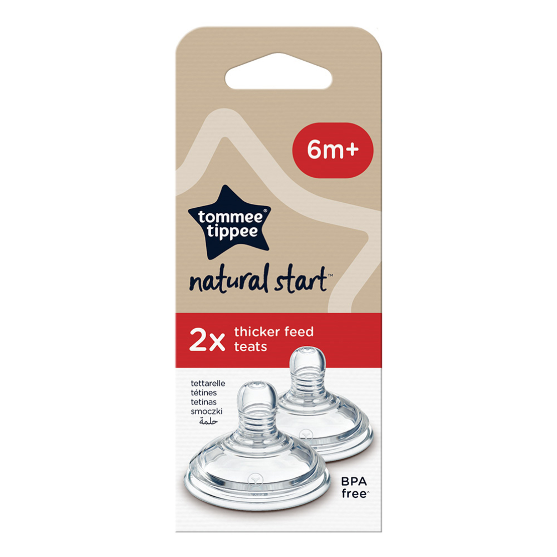 Tommee Tippee Natural Start ЗВЕЗДА Комплект от 2 броя Биберони с Бърз Поток 4 капки с Прорез за по-гъсти Храни за Бебета на Възраст над 6 месеца