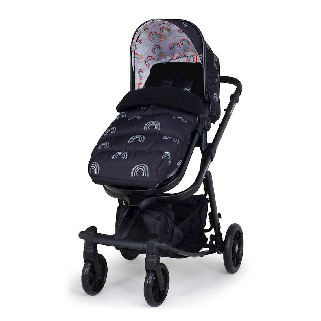 Комплект количка Cosatto Giggle Quad NIGHT RAINBOW 5в1, i-Size база и чувалче за крака