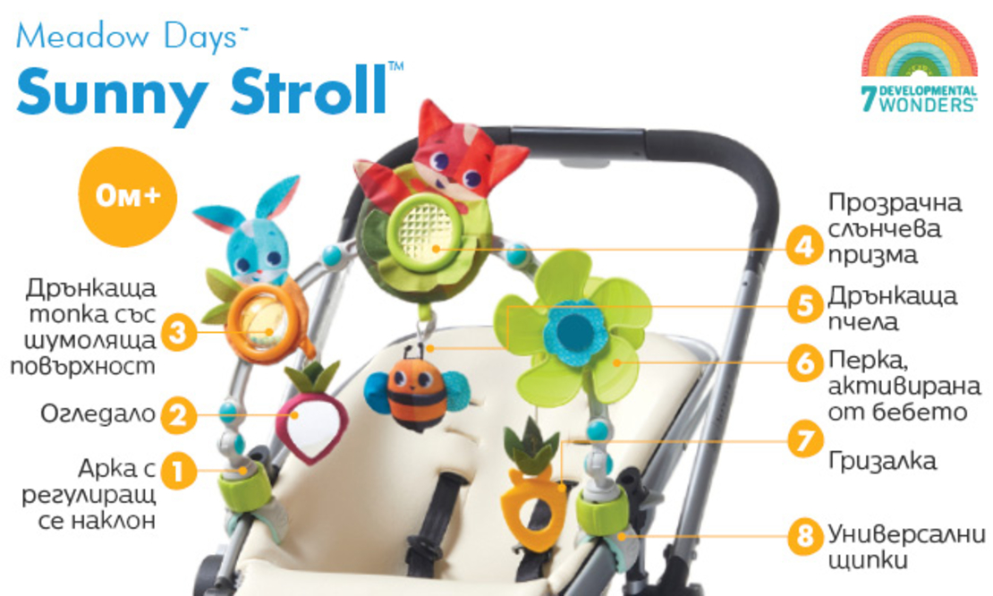 TINY LOVE Играчки за Количка или Столче  SUNNY STROLL MEADOW DAYS 0м+