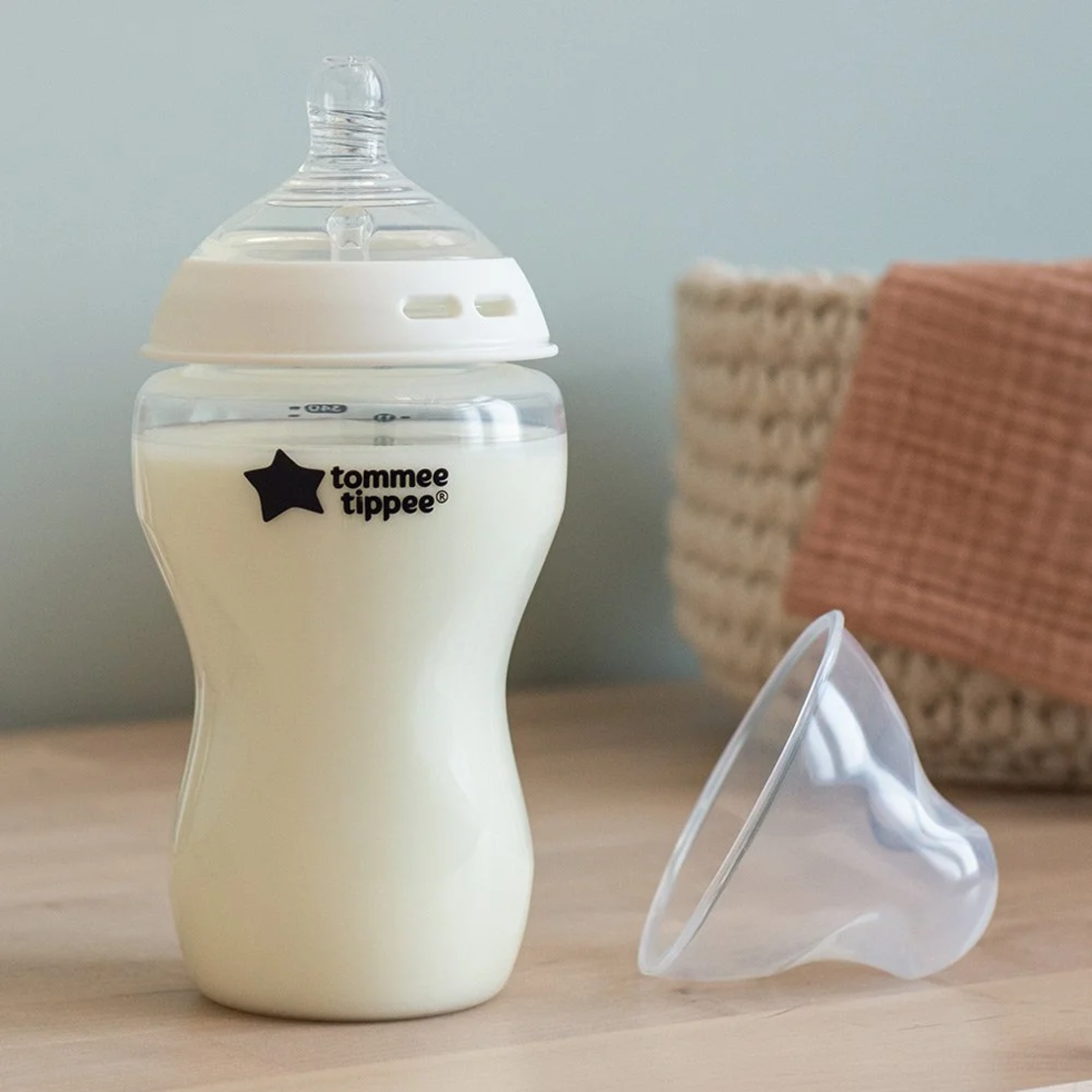 Tommee Tippee Natural Start САМОСТЕРИЛИЗИРАЩ се Комплект от 2 броя бебешки шишета 340мл. за хранене  с биберон със среден поток 3м+