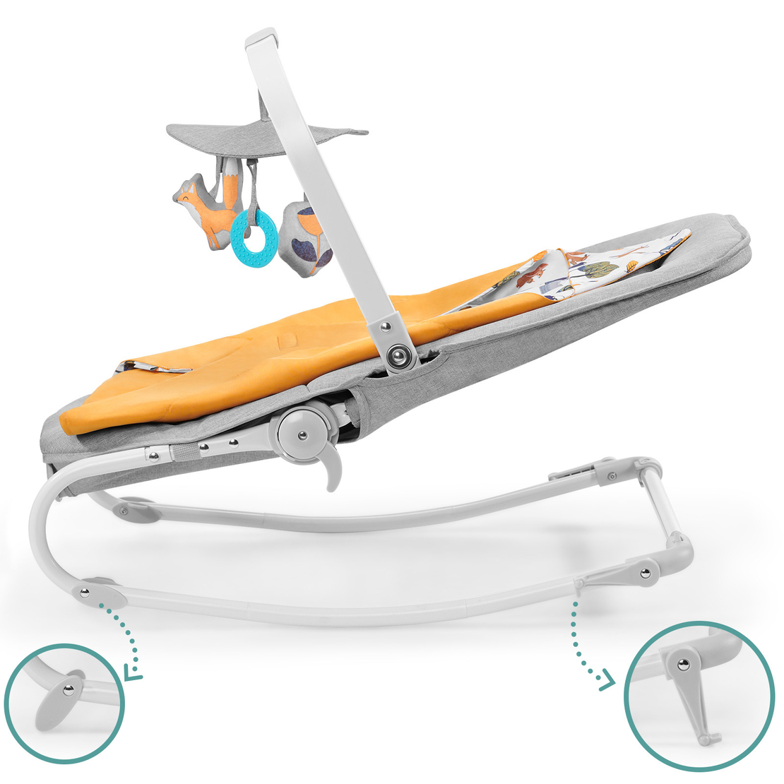 Шезлонг с вибрация и мелодии KinderKraft Felio 2020, Жълт