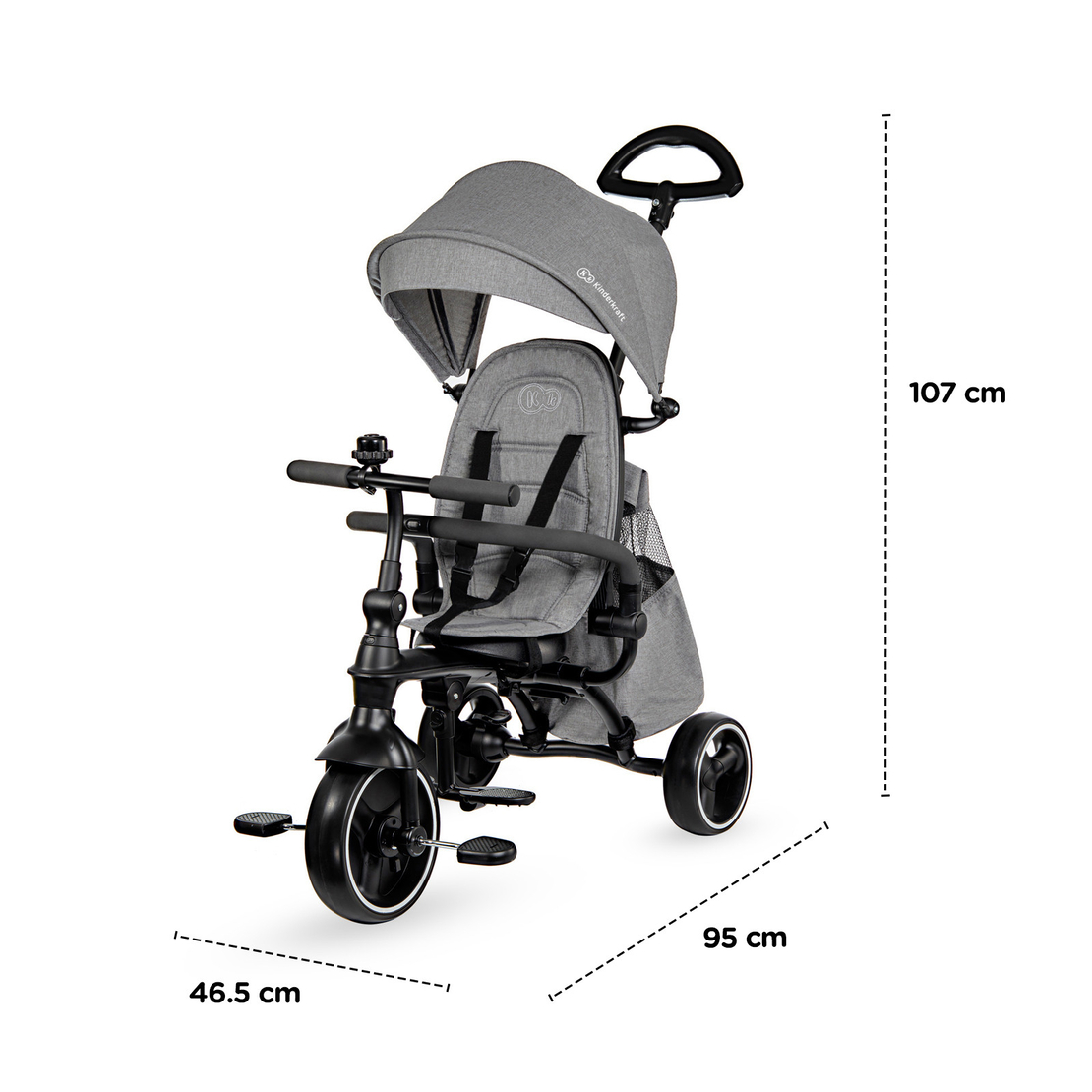  Триколка KinderKraft Jazz, 4в1, Сива 
