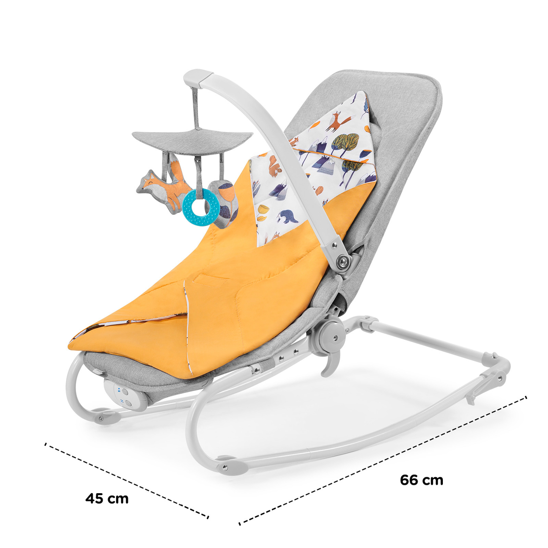 Шезлонг с вибрация и мелодии KinderKraft Felio 2020, Жълт