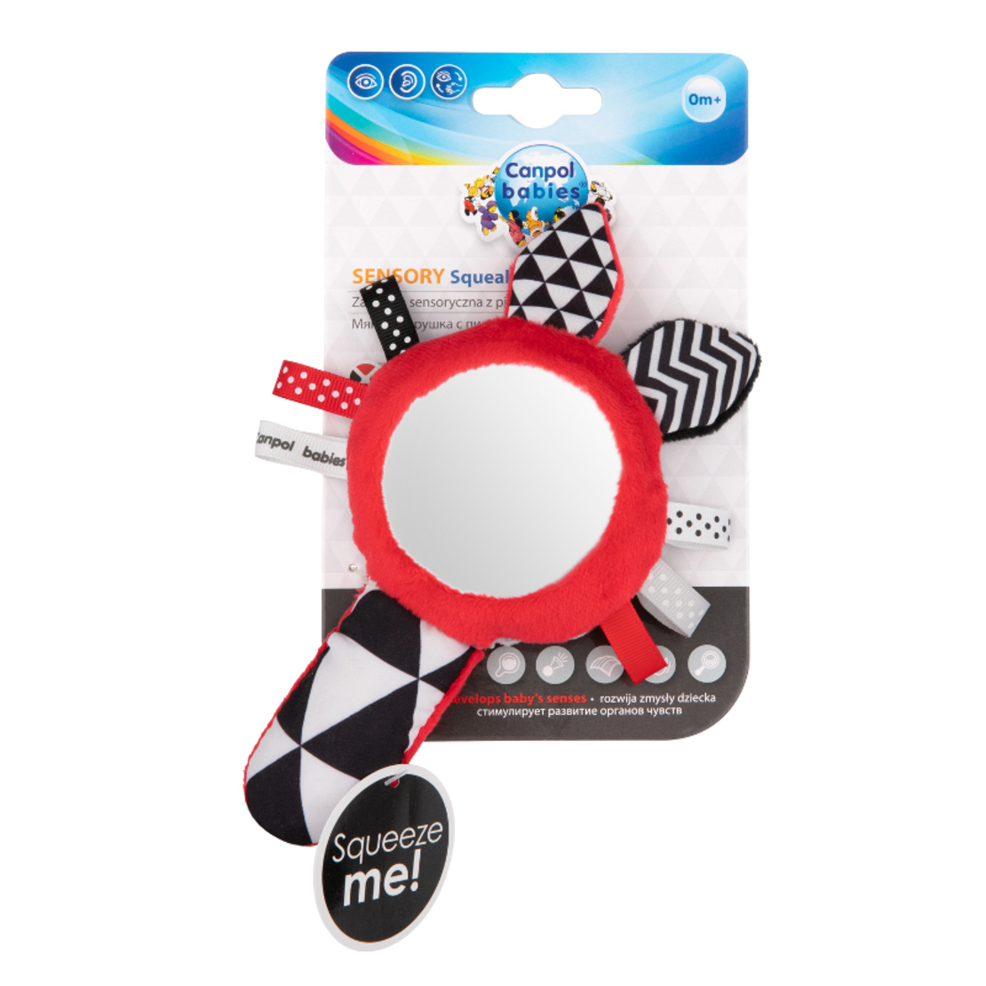 Мека контрастна играчка със свирка и огледало SENSORY TOYS