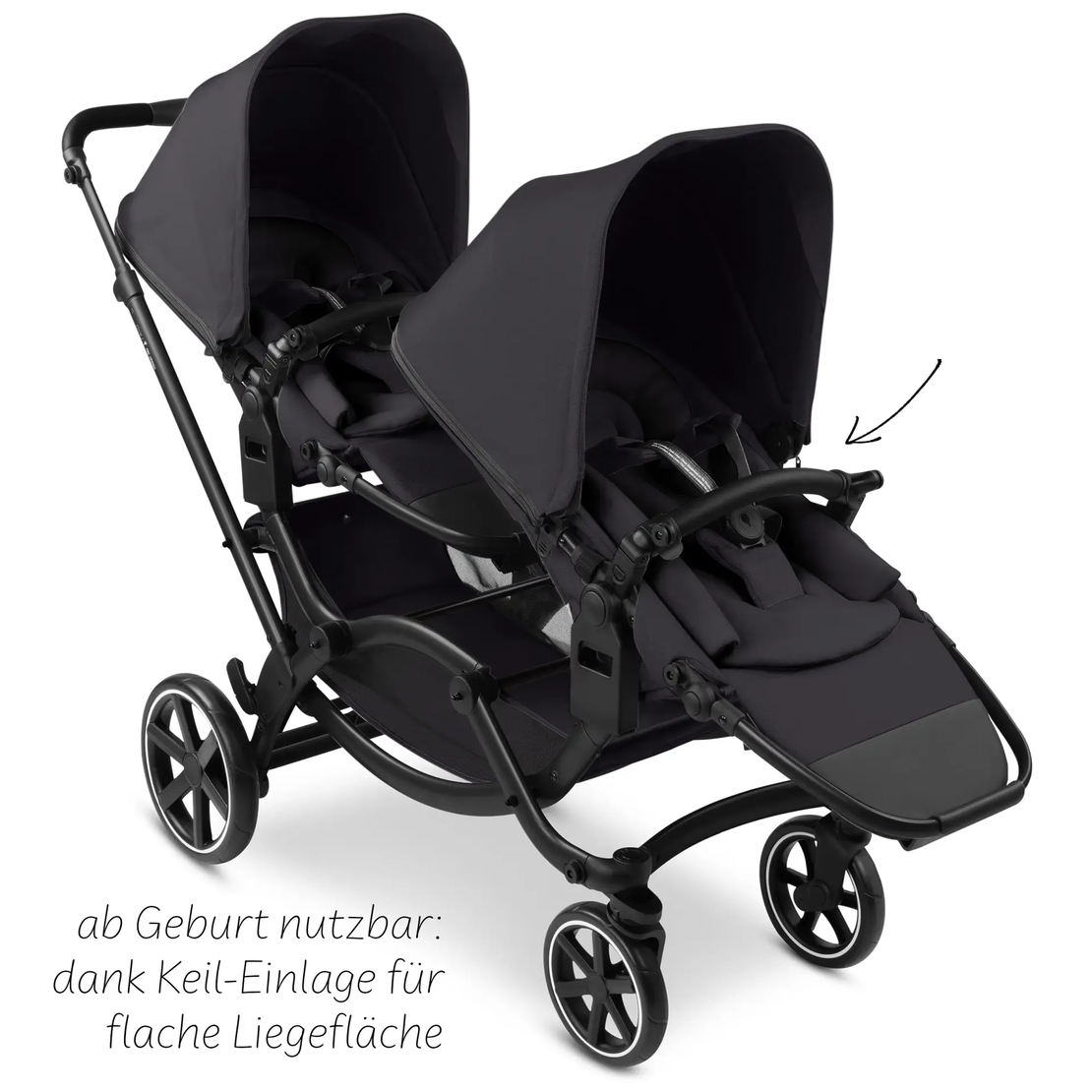 ABC Design Double Stroller Zoom 2 Coal Комбинирана Детска Количка за Близнаци