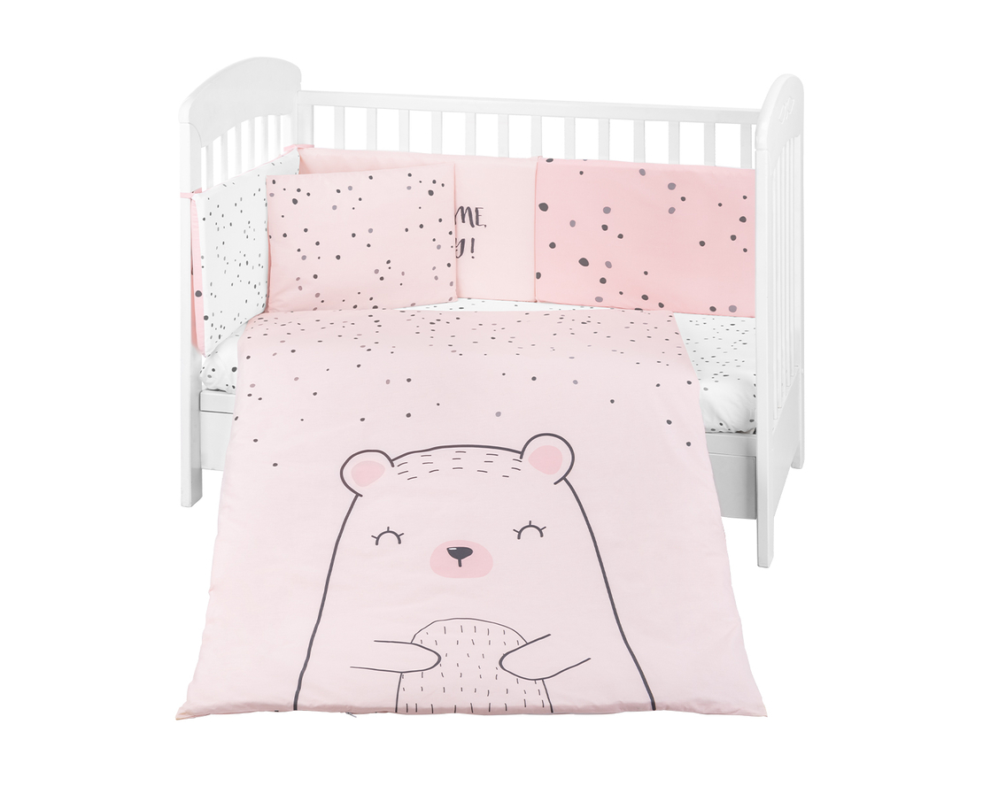 Бебешки спален комплект 6 части 60/120 Bear with me Pink