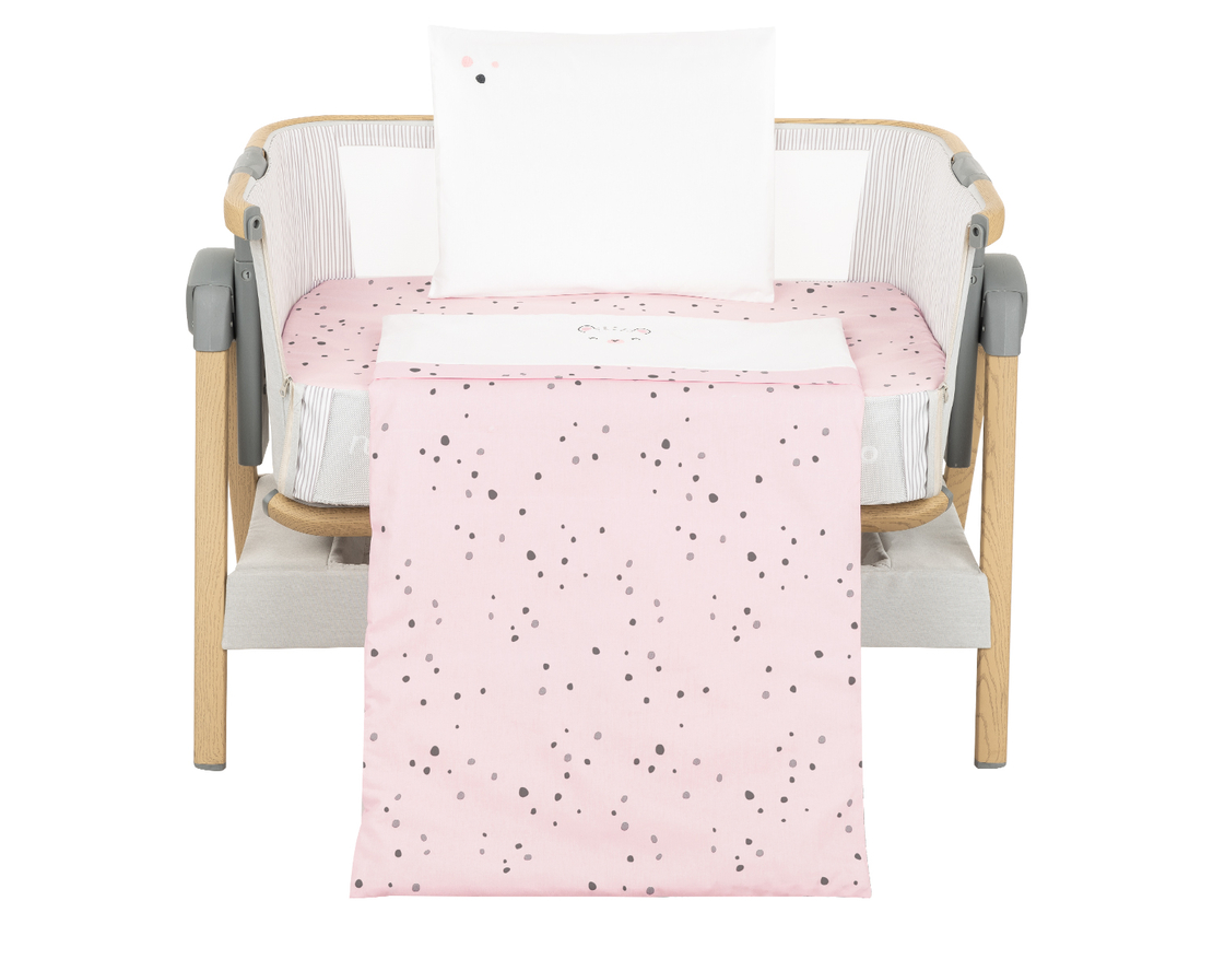 Бебешки спален комплект за мини-кошара 3ч Bear with me Pink