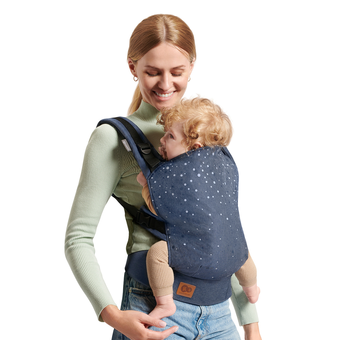  Ергономична раница за бебе KinderKraft NINO, CONFETTI DENIM 