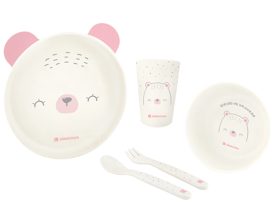 Сет за хранене пластмаса Bear with me Pink