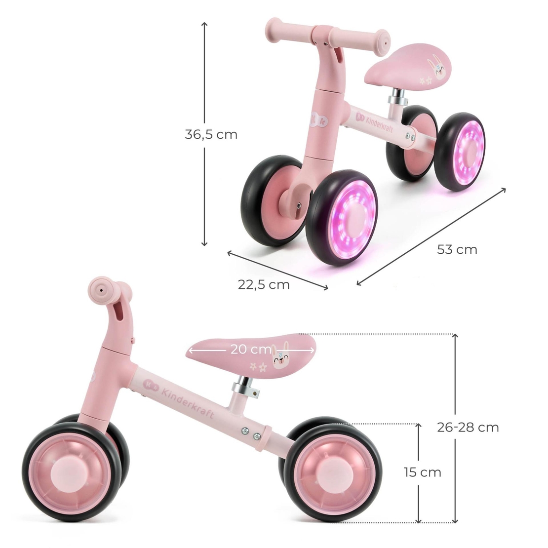KinderKraft CUTIE FLASH PINK Колело За Баланс