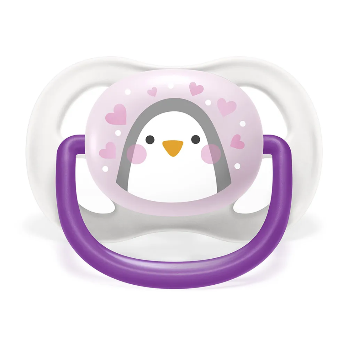 Philips AVENT SCF080/06 Комплект 2 Броя Ортодонтични Залъгалки Ultra Air Animals 0-6м+ Декорация Пингвин и Птица в Кутия за Стерилизиране