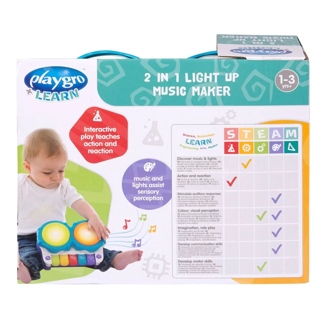 PLAYGRO МУЗИКАЛНА ИГРАЧКА 2В1 ПИАНО И БАРАБАНИ 12-36М