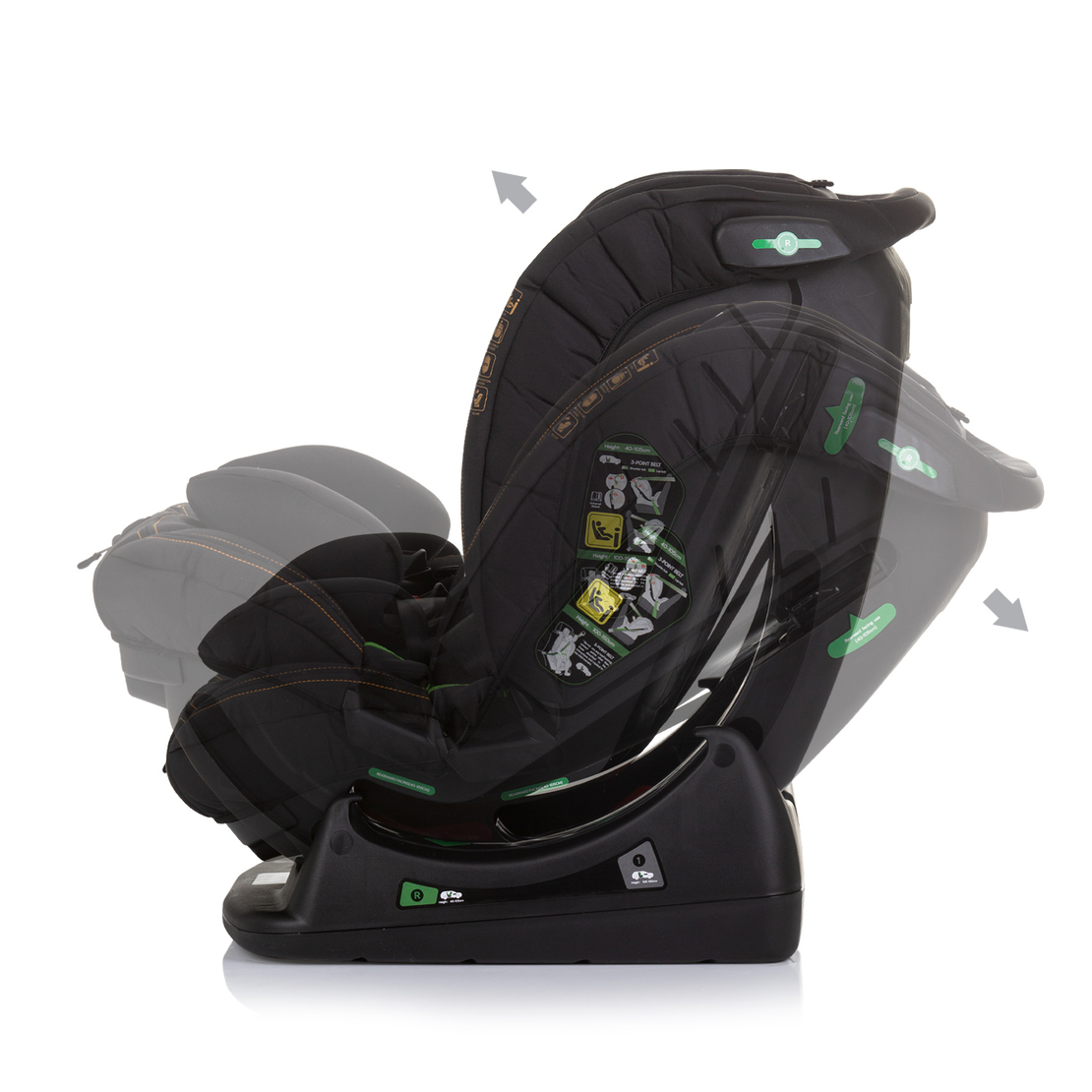 Chipolino Столче за кола 40-150 cm I-SIZE АВИАТО Обсидиан