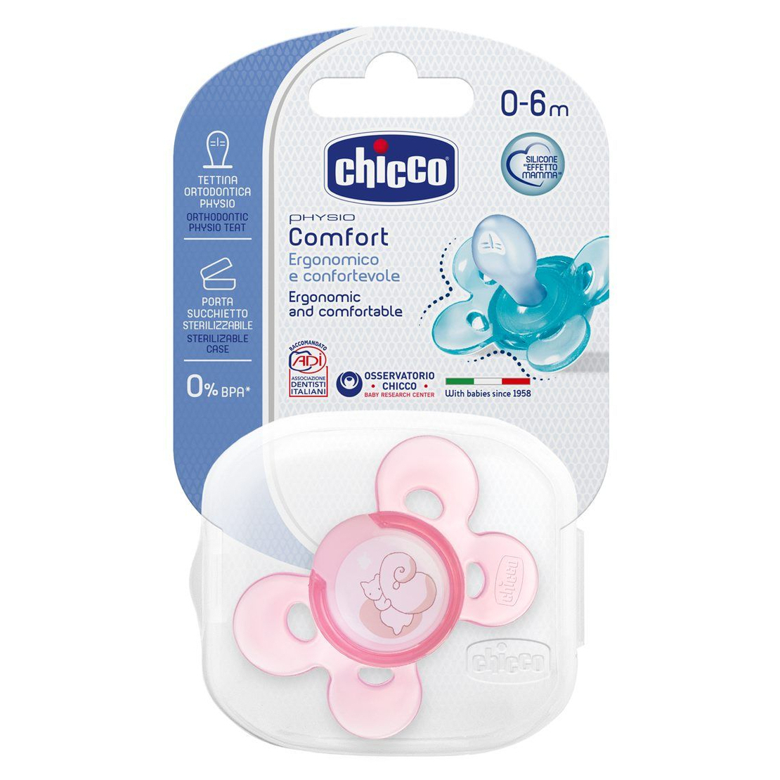 CHICCO Залъгалка PhysioForma Comfort 0-6м. за момиче
