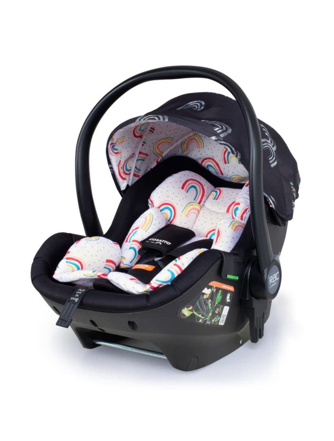 Комплект количка Cosatto Giggle Quad NIGHT RAINBOW 5в1, i-Size база и чувалче за крака