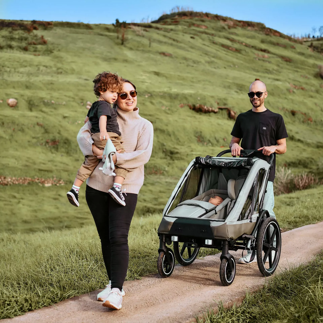 ABC Design Детска Количка за Колело Bicycle Trailer Tour Olive with 2 Comfort Seats & Air Wheels