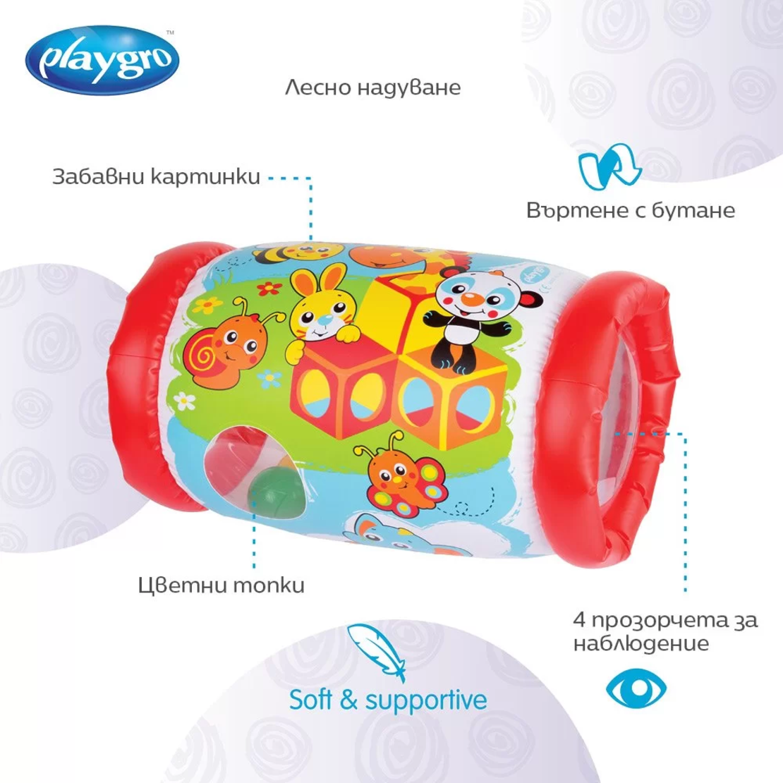 PLAYGRO НАДУВАЕМА ИГРАЧКА ВАЛЯК ЧЕРВЕН 6М+