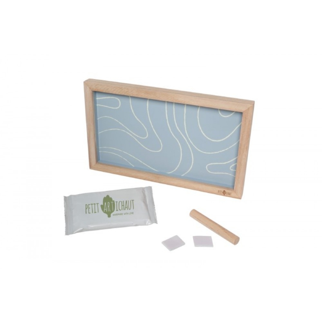 Petit ARTichaut Дървена Рамка за 2 Бебешки Отпечатъка и Снимка Blue Abstract