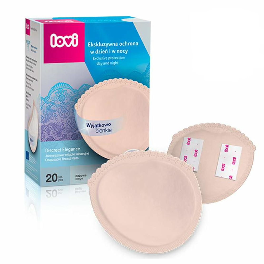 Подплънки за кърма с гел Discreet Elegance бежови 20 бр