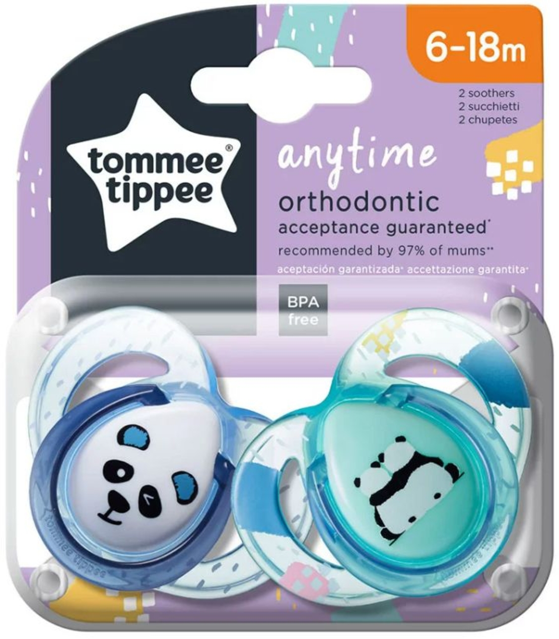 Tommee Tippee ОРТОДОНТИЧНИ ЗАЛЪГАЛКИ - ANYTIME 6-18М (2 бр./оп.) СИН