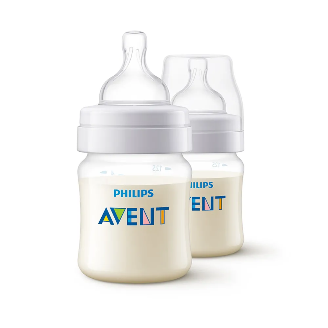 Philips AVENT SCY100/2 Комплект от 2 Броя Шишета 125мл с Биберон със сила на Потока 1 от 0м+