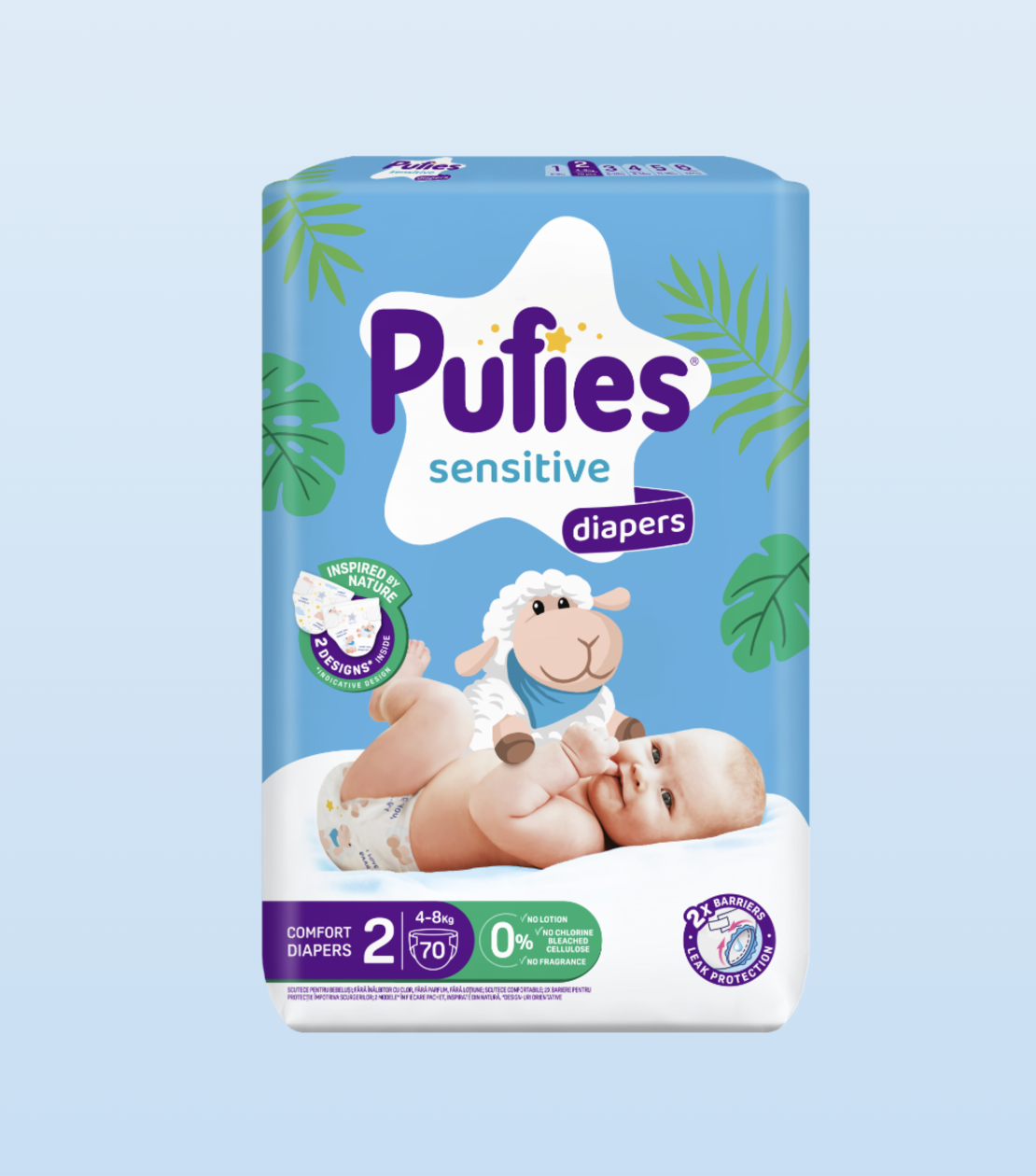 Pufies Diapers Sensitive Mini MP 2 Пелени за Бебета от 4-8 кг по 70 Броя