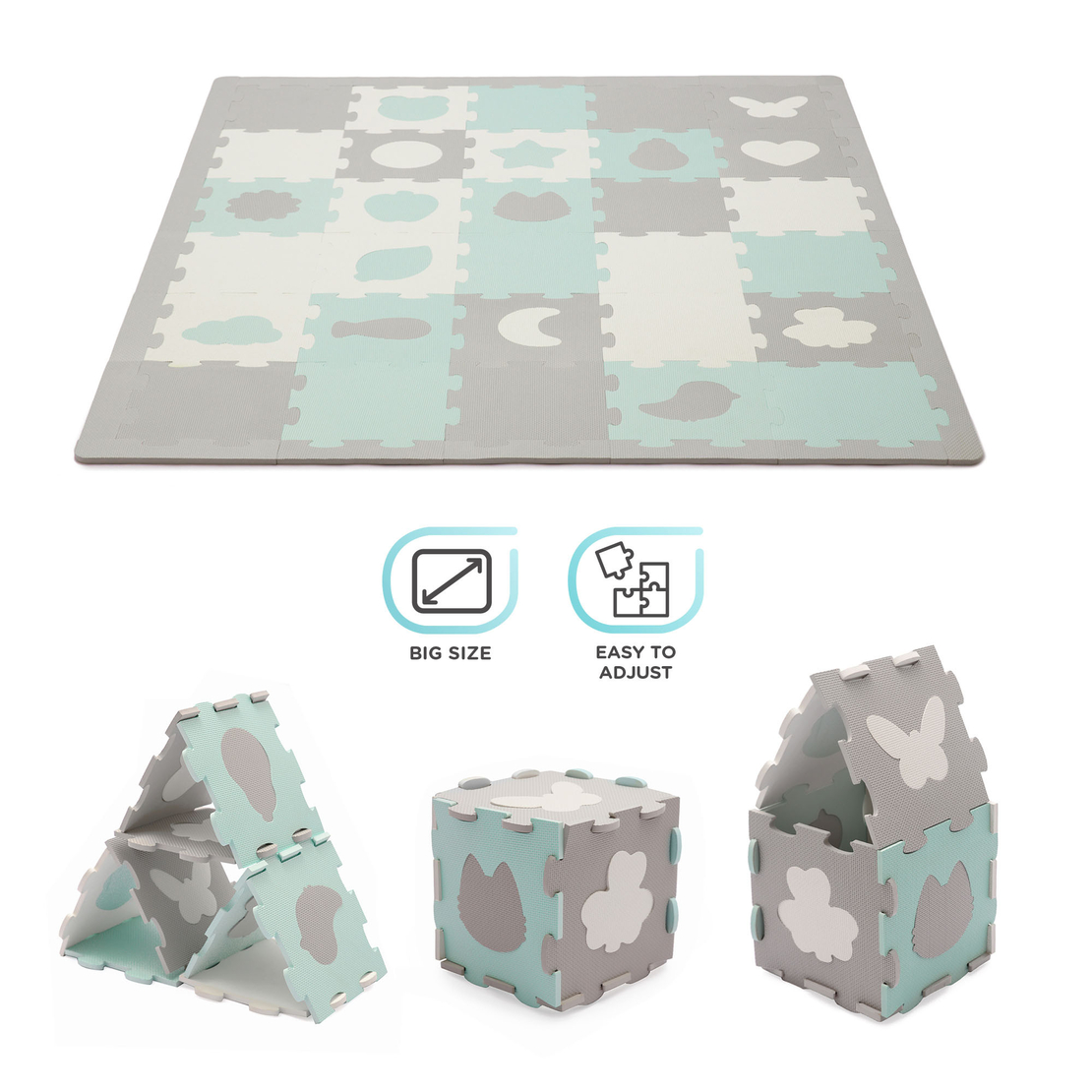  Мек пъзел с форми KinderKraft LUNO SHAPES, мента 