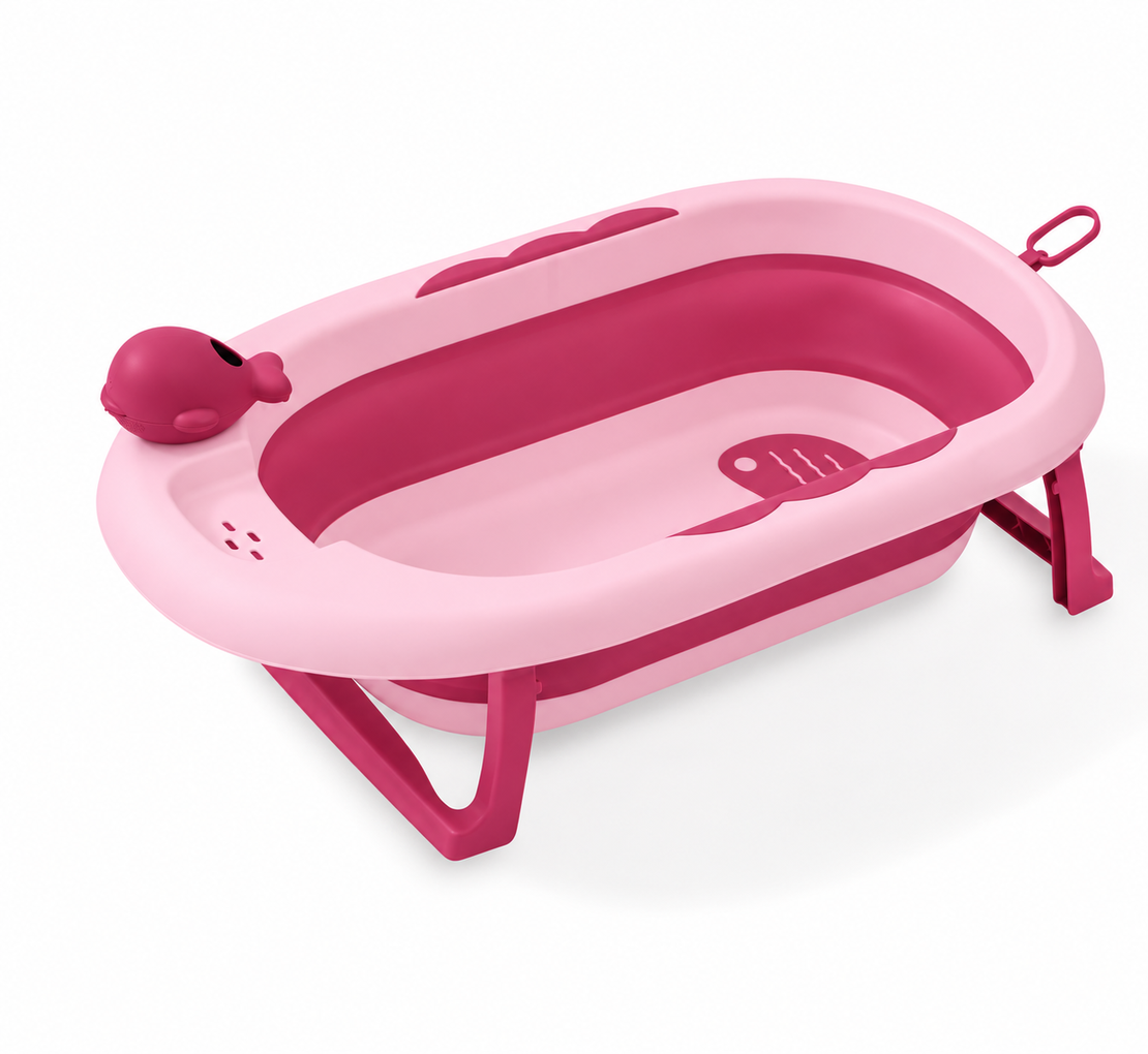 Interbaby Сгъваема Ваничка с Чаша за Къпане и Термометър Розова