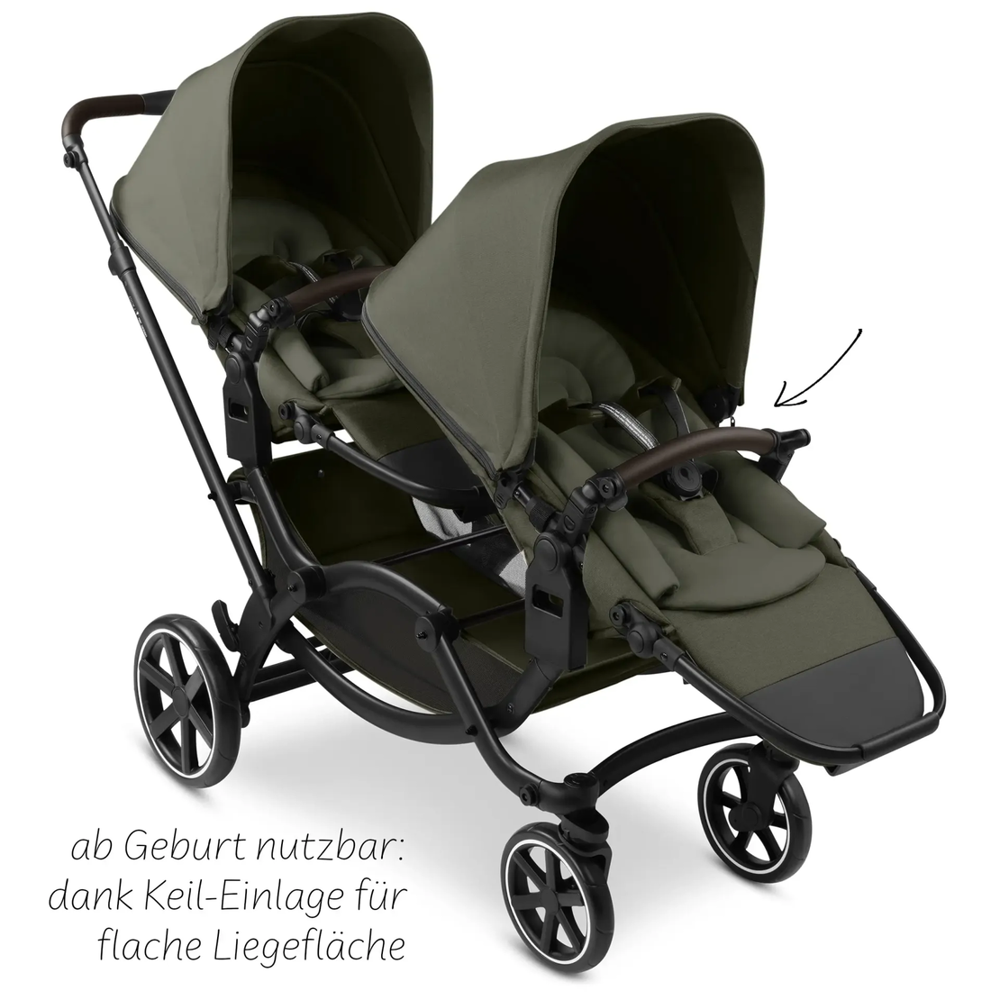 ABC Design Double Stroller Zoom 2 Avocado Комбинирана Детска Количка за Близнаци