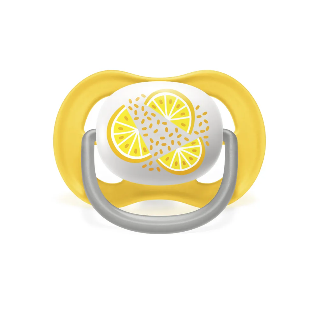 Philips AVENT SCF085/13 Комплект 2 Броя Ортодонтични Залъгалки Ultra Air 6-18м+ Декорация Лимони в Кутия за Стерилизиране