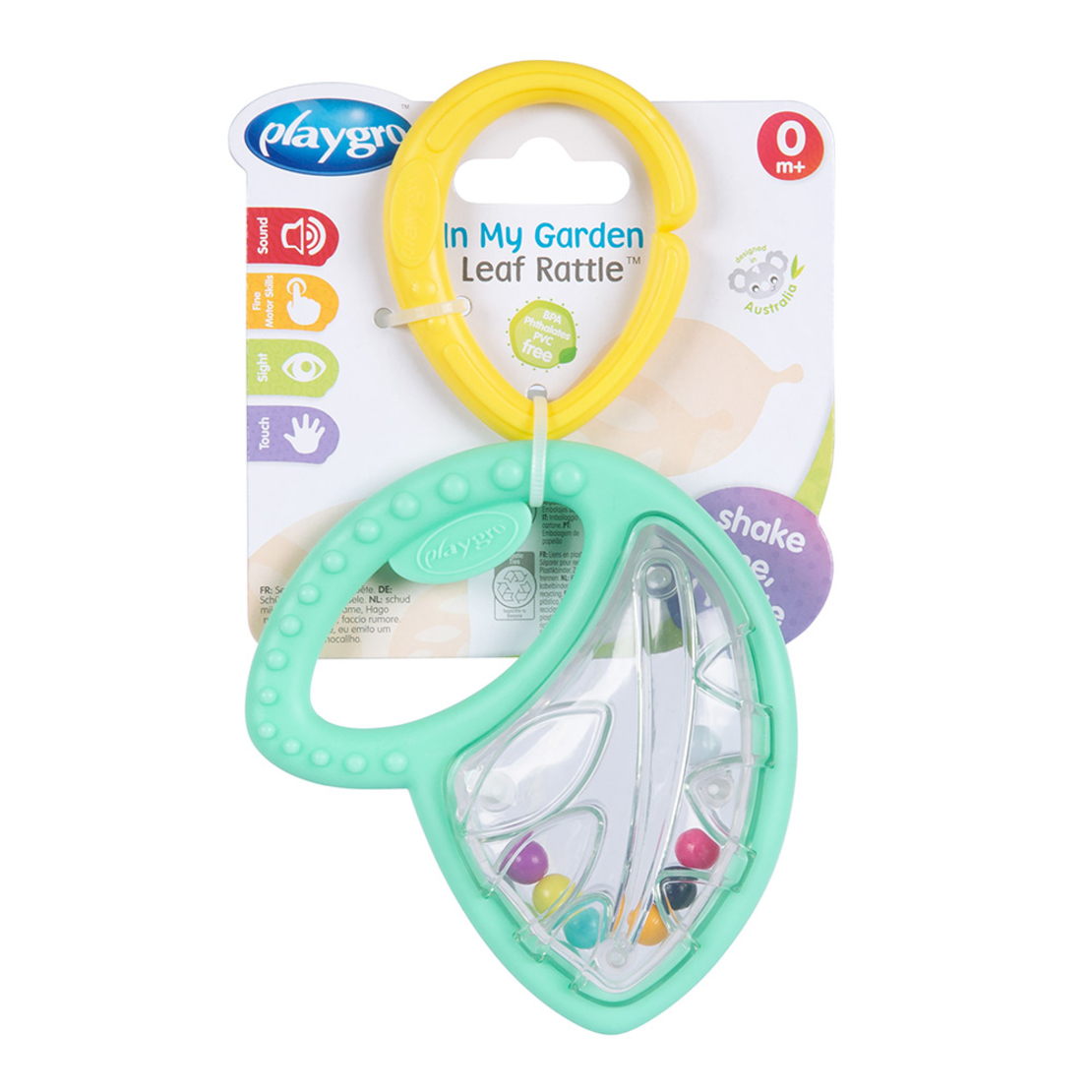 Playgro Дрънкалка и Гризалка с Форма на Листо с Включена Халка за Закачване 0м+