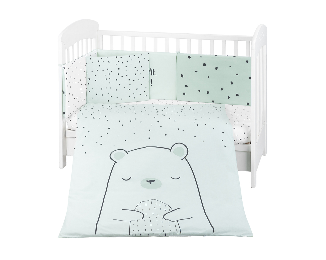 Бебешки спален комплект 6 части 60/120 Bear with me Mint