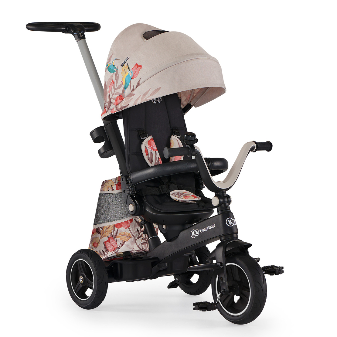  Триколка KinderKraft EASYTWIST, Бежова/птици 
