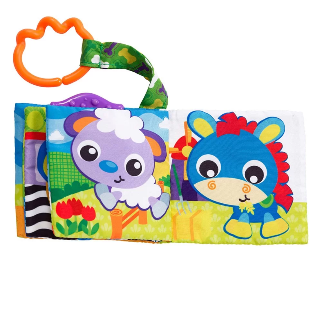 PLAYGRO ТЕКСТИЛНА КНИЖКА-ГРИЗАЛКА ДЕН ВЪВ ФЕРМАТА 3М+